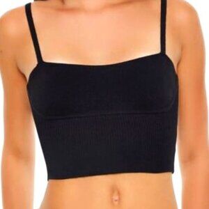 Sweater-Knit Cropped Cami - Black